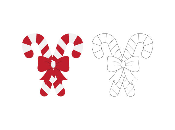 Christmas Candystick Fill Outline Icon Graphics & Illustrations
