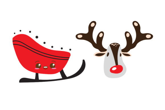 Christmas Vector Santa's Sled Reindeer Graphics & Illustrations