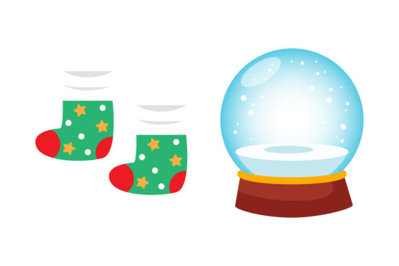 Christmas Vector Snowball Stocking Graphics & Illustrations
