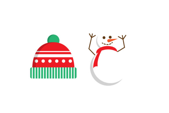 Hat and Snowman Christmas Vector Set: Graphics & Illustrations
