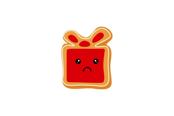 Red Christmas Gift Box Cookie Kawaii Graphics & Illustrations