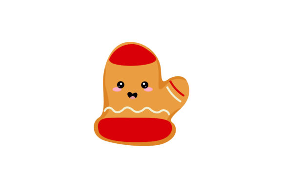 Red Christmas Glove Cookie Kawaii Graphics & Illustrations