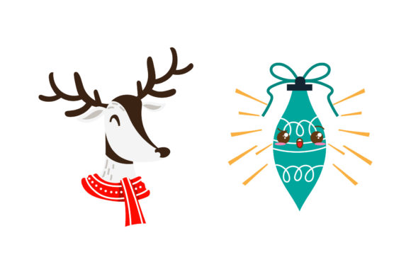 Reindeer Ornament Christmas Vectors: Graphics & Illustrations