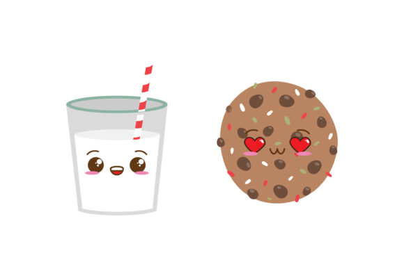 Set Milk Cookies Christmas Vectors: Graphics & Illustrations