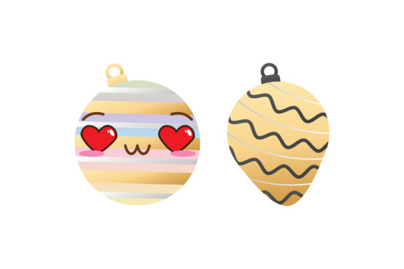 Set Tree Cute Ornament Graphics: Festive Illustrations